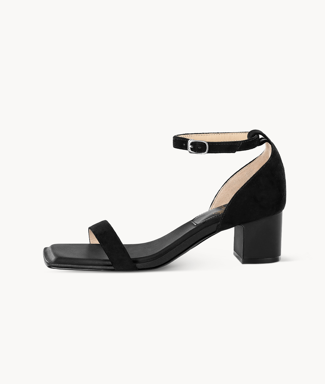 7or9 Black Sugar Pudding 2.0 Comfort Sofas Shoe Bed Suede Upper Black Sandals for Women with 50mm/2" Block Heels