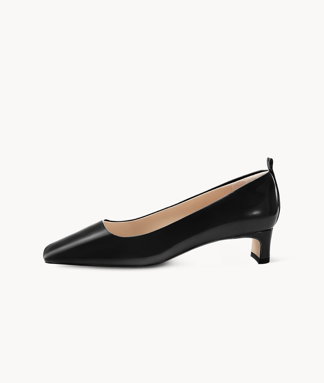 Black close toed square toe heels