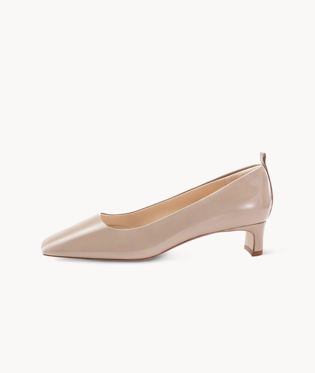 Nude close toed square toe heels