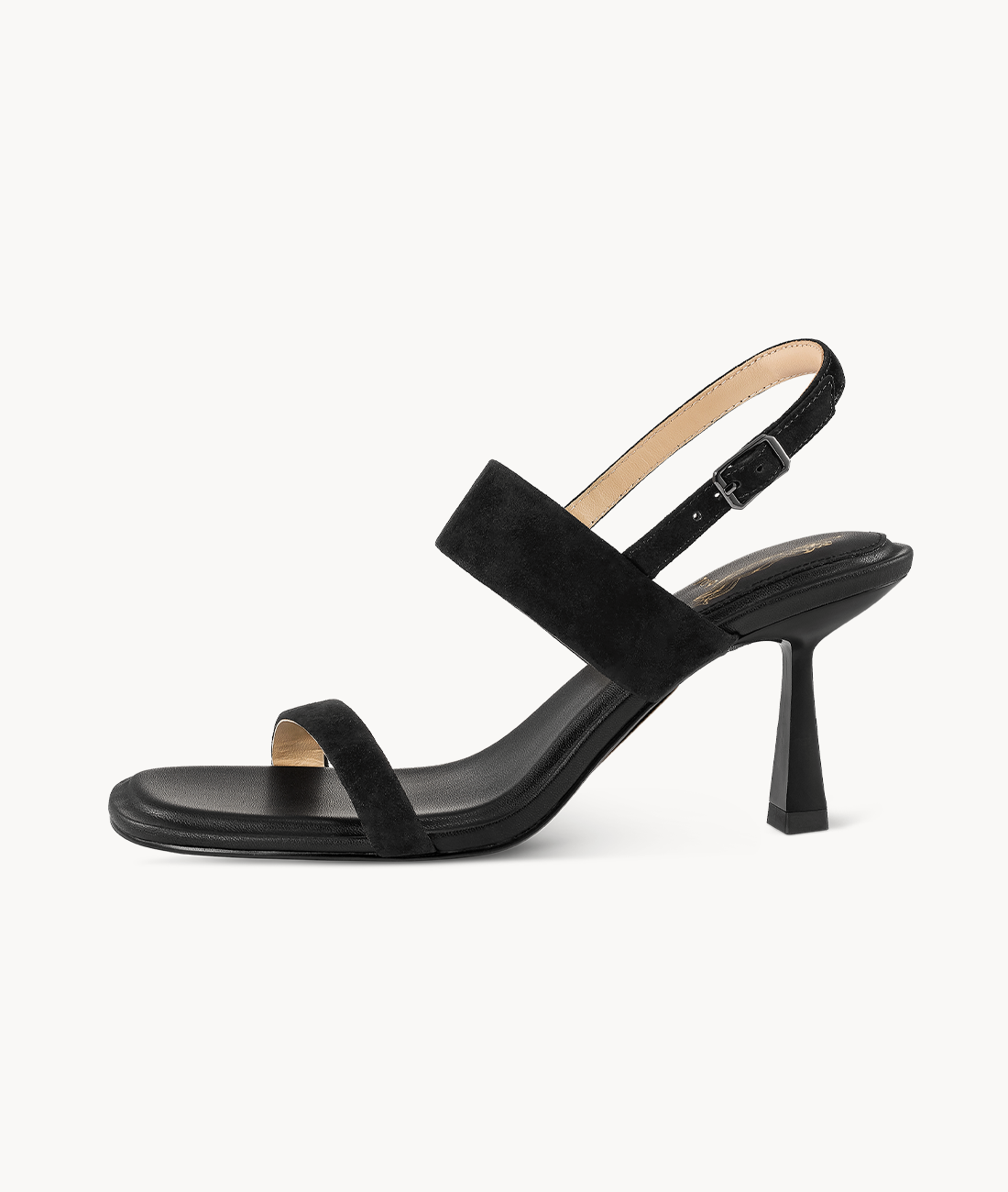 7or9 Dark Hydrilla 2.0 Comfort Sofa Series Suede Upper Black Sandals for Women with 70mm/2.75" Kitten Heel