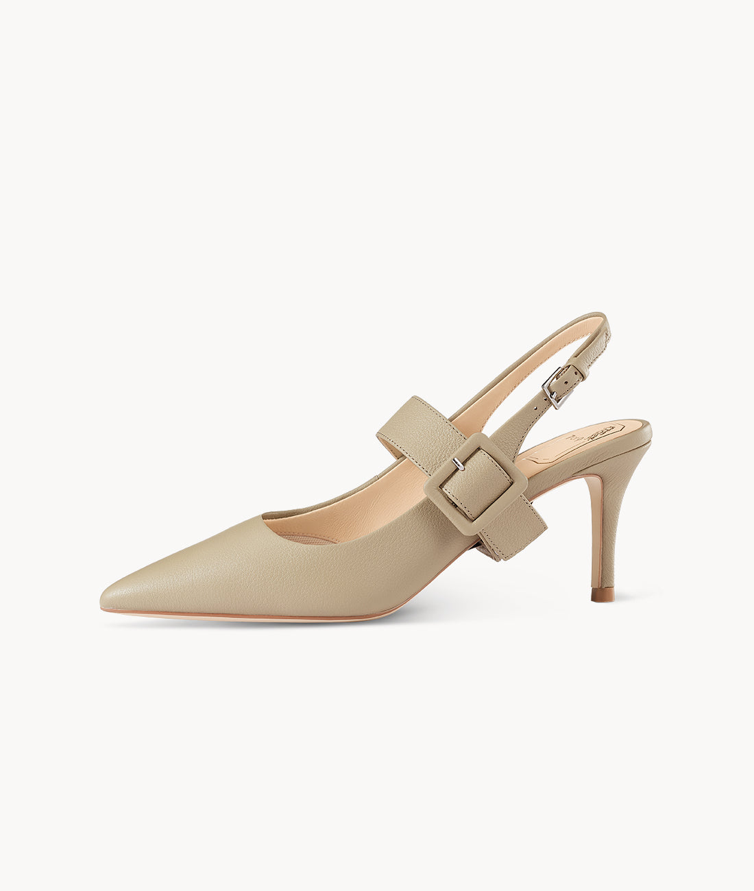 Green closed toe slingback heels