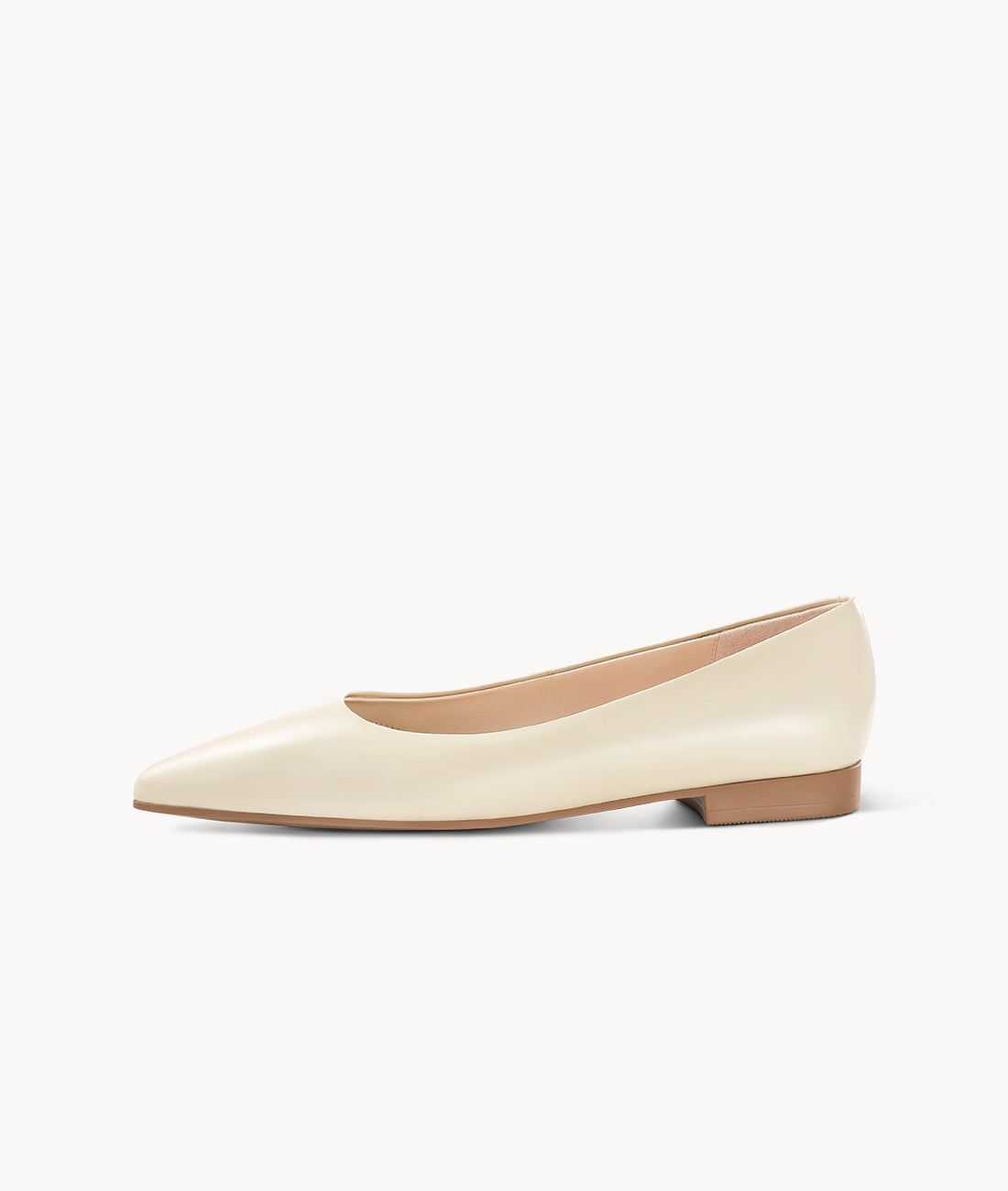 White close toed pointed toe flats