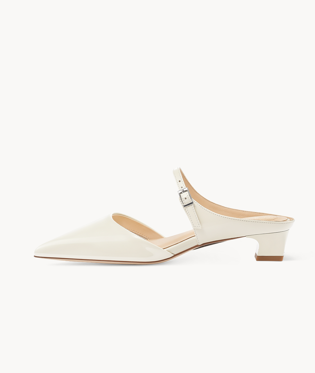 7or9 White Champaca 4.0 Comfort Air-touch Foam Lambskin Upper Slingbacks for Women with 35mm/1.38" Kitten Heels