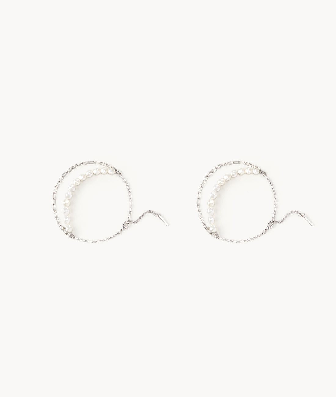 Silver Square Beaded Instep Ankle Chain 7or9