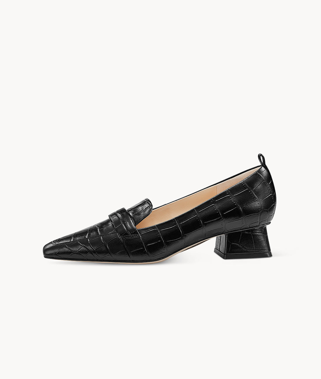 7or9 Rye Waffle Black Embossed Leather Shoes only