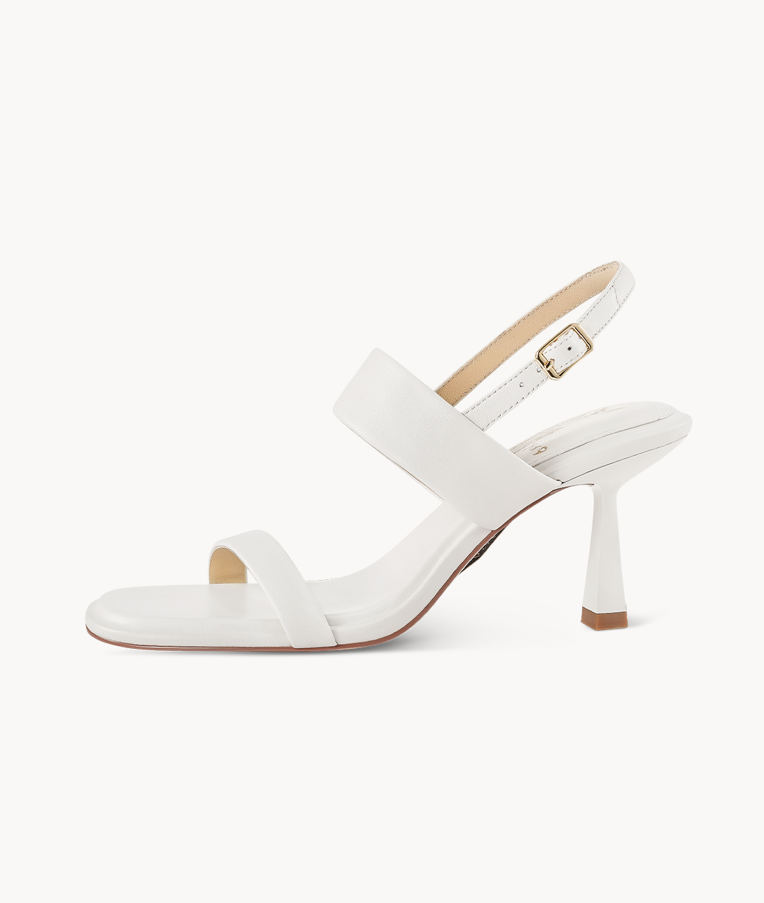 7or9 White Cardamom 2.0 Comfort Sofa Series Lambskin Upper White Sandals for Women with 70mm/2.75" Kitten Heel