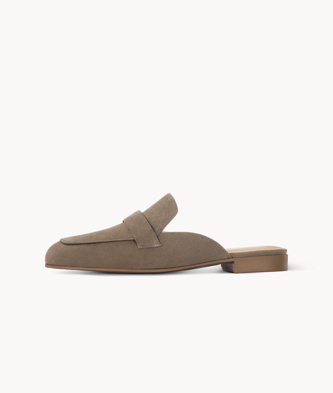 khaki womens flat mules