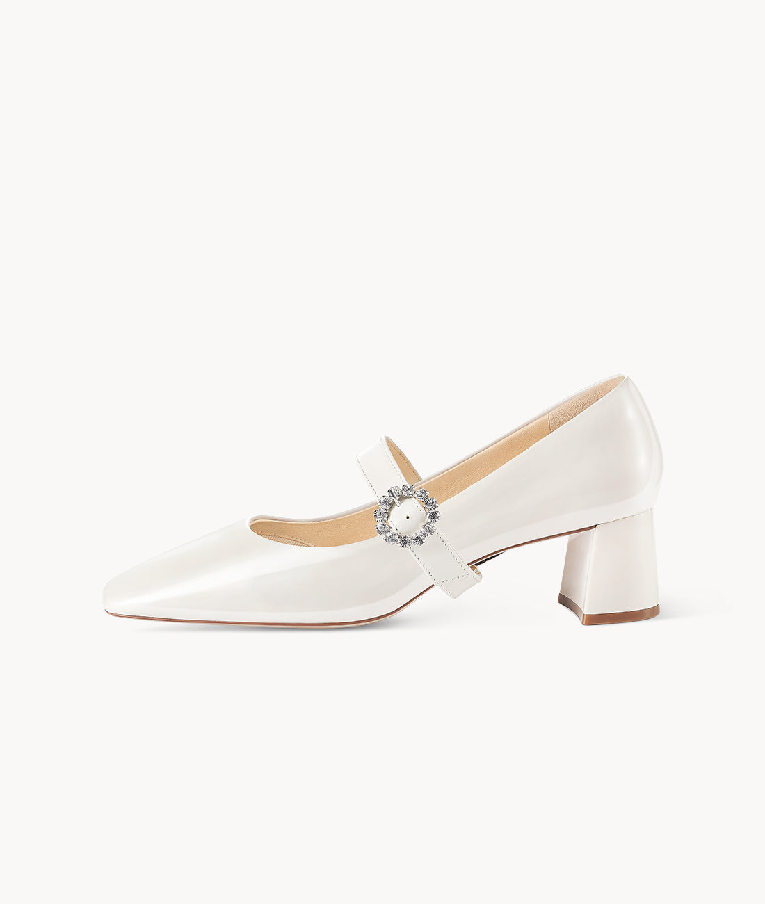 Air-touch Foam Pumps White Patent Leather Milk Candy Mary Jane