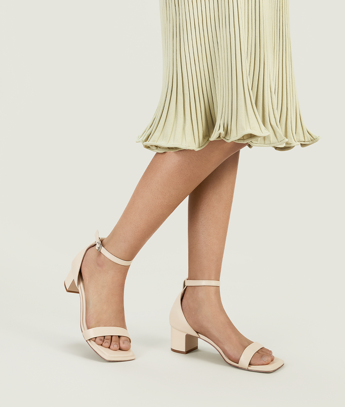 7or9 Peach Pudding 2.0 Comfort Sofas Shoe Bed Lambskin Upper Almond Sandals for Women with 50mm/2" Block Heels