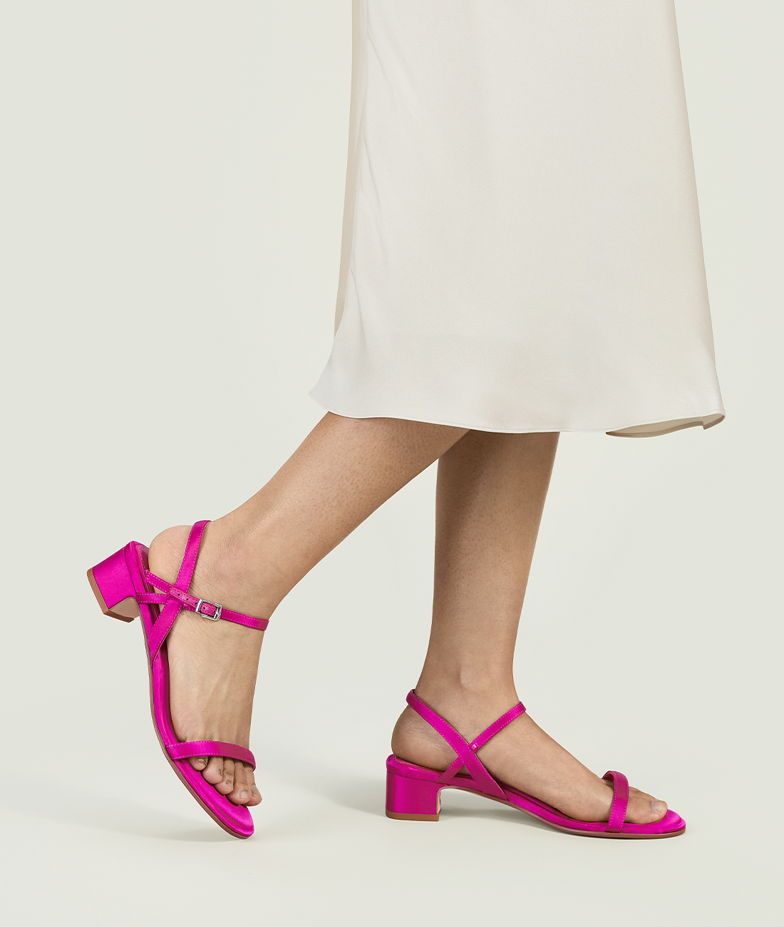 7or9 Pink Floyd Rose Comfort Sofa Series Silk Upper Rose Red Sandals for Women with 35mm/1.38" Block Heel