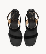 7or9 Dark Hydrilla 2.0 Comfort Sofa Series Suede Upper Black Sandals for Women with 70mm/2.75