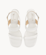 7or9 White Cardamom 2.0 Comfort Sofa Series Lambskin Upper White Sandals for Women with 70mm/2.75