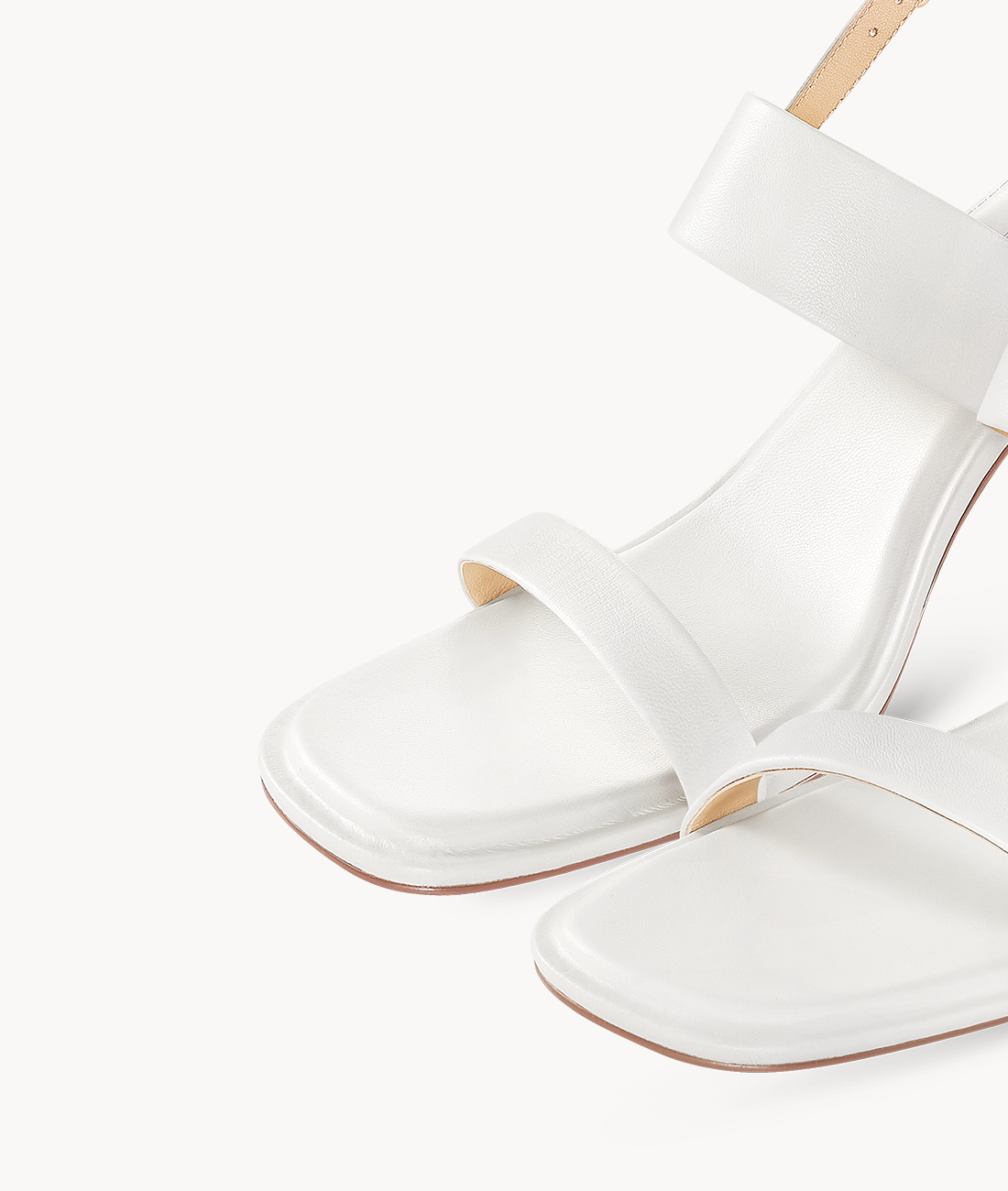 7or9 White Cardamom 2.0 Comfort Sofa Series Lambskin Upper White Sandals for Women with 70mm/2.75" Kitten Heel