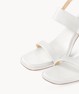 7or9 White Cardamom 2.0 Comfort Sofa Series Lambskin Upper White Sandals for Women with 70mm/2.75