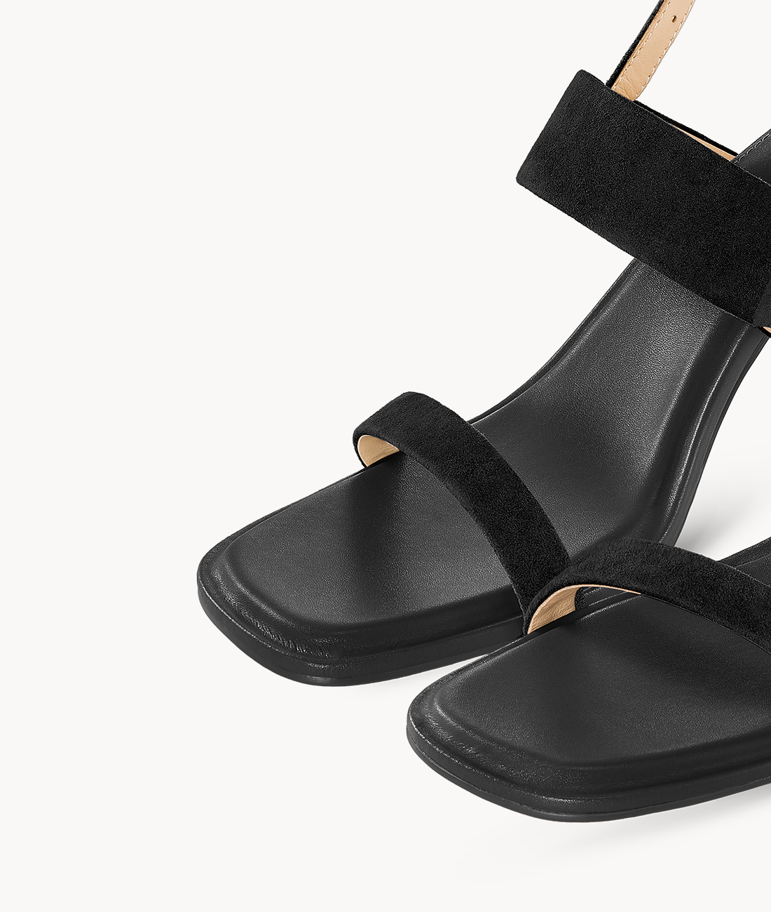 7or9 Dark Hydrilla 2.0 Comfort Sofa Series Suede Upper Black Sandals for Women with 70mm/2.75" Kitten Heel