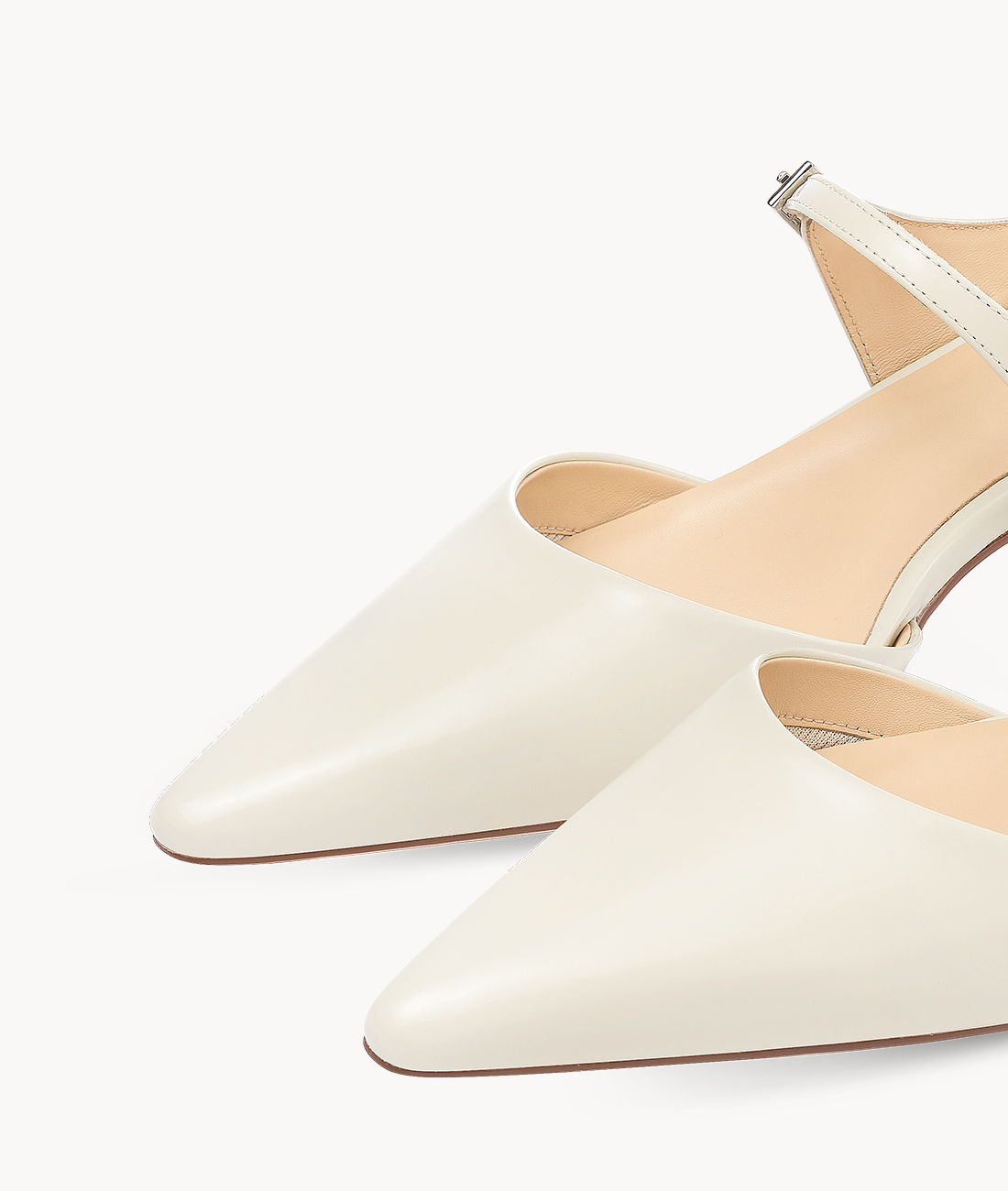 7or9 White Champaca 4.0 Comfort Air-touch Foam Lambskin Upper Slingbacks for Women with 35mm/1.38" Kitten Heels