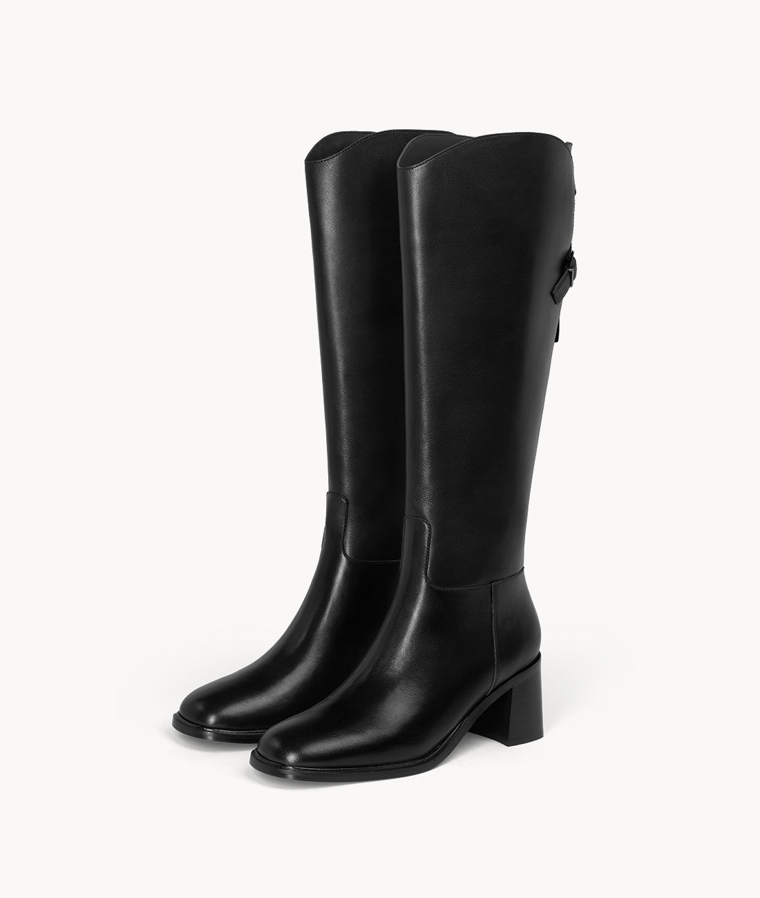 Winter-ready black cow leather riding boots with warming lining