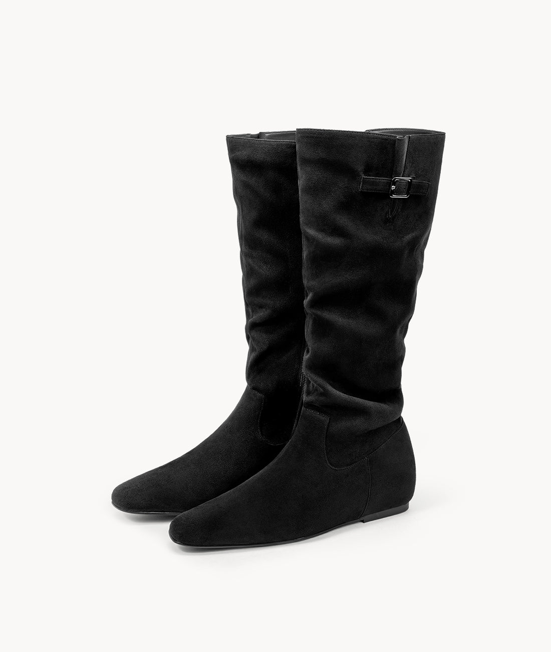 Women's black suede mid-calf slouch boots