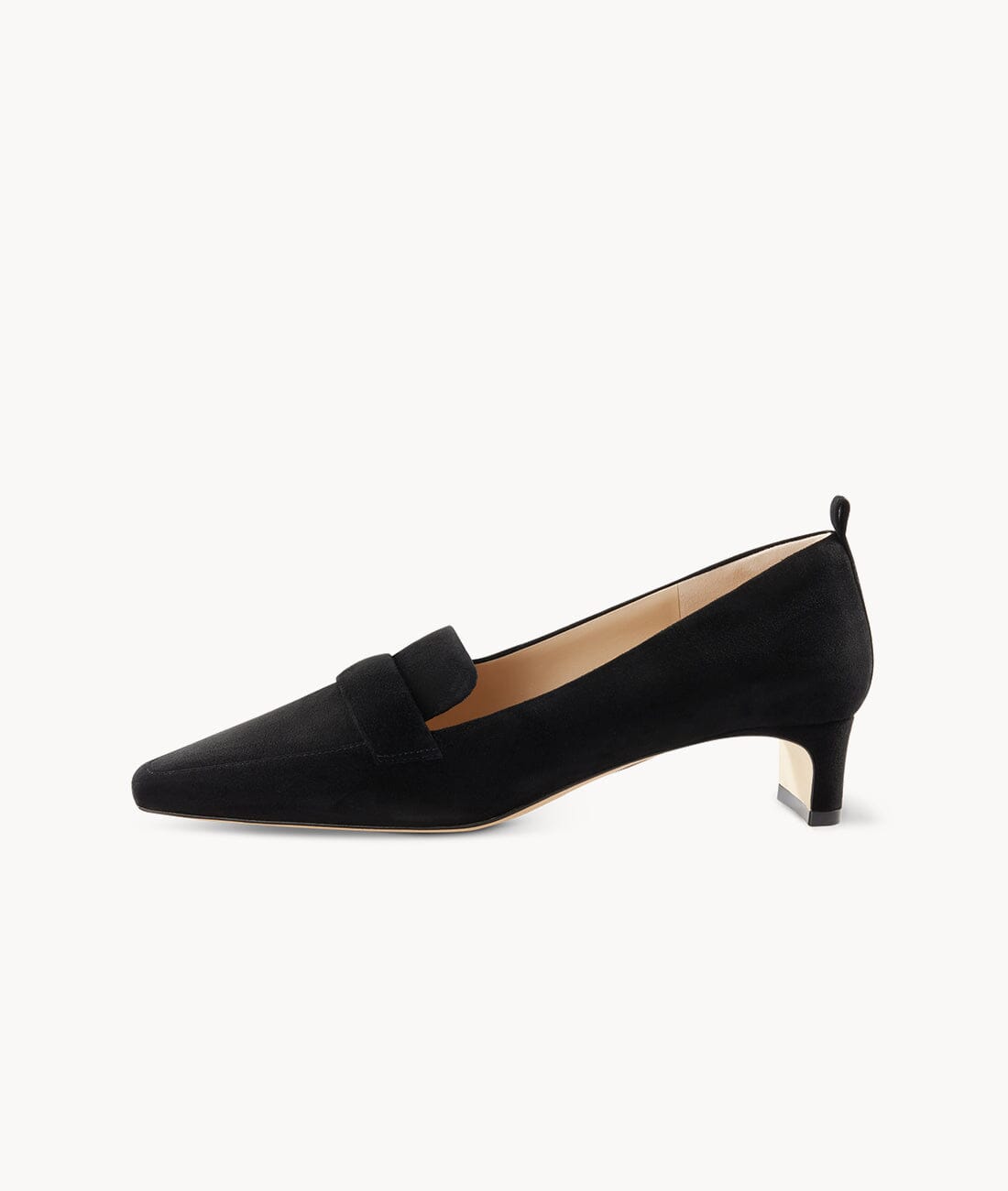 Black close toed square toe loafers