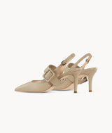 Green closed toe slingback heels