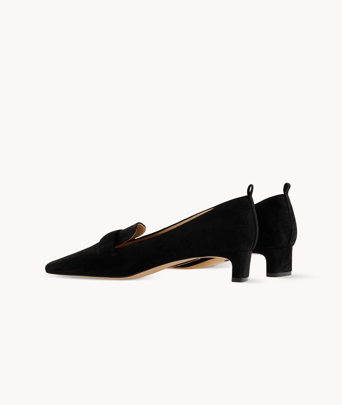 Black close toed square toe loafers
