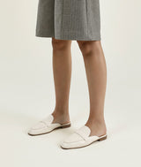 White close toed square toe mules