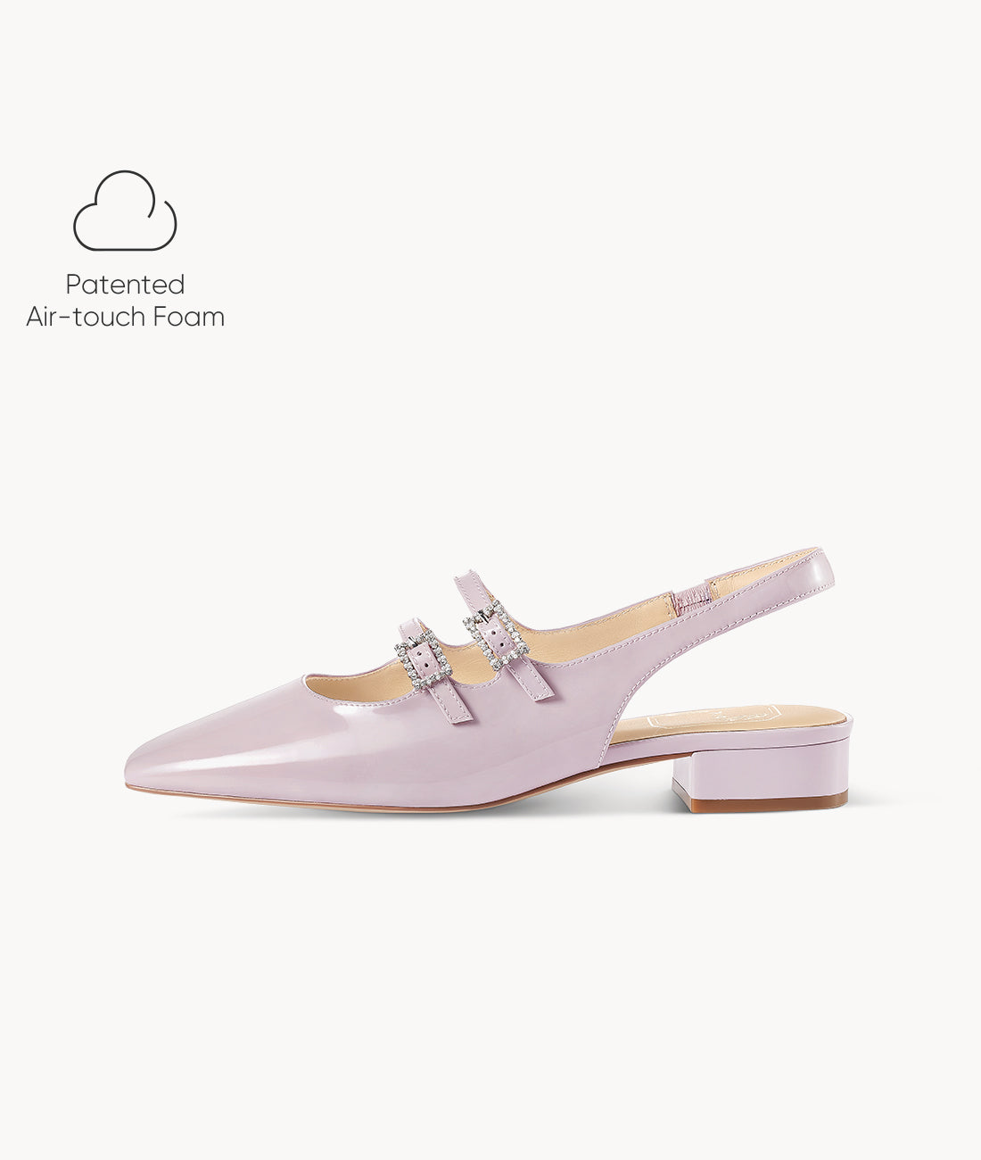Bauhinia Mary Jane-Square-toe pink Slingback Flat with 25mm heel