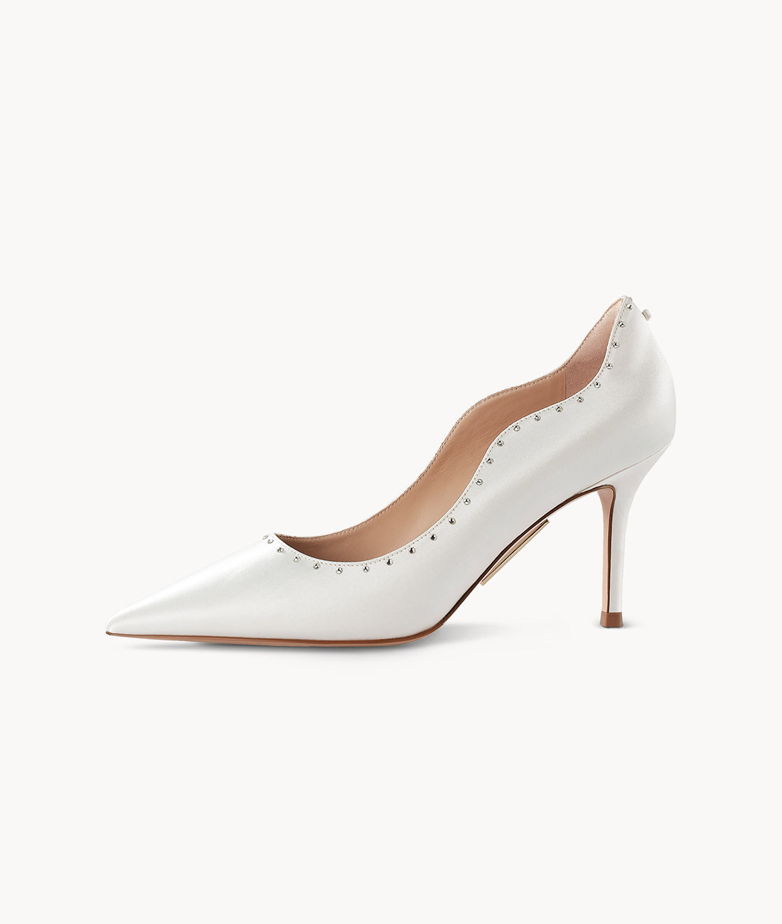 White close toed pointed toe heels