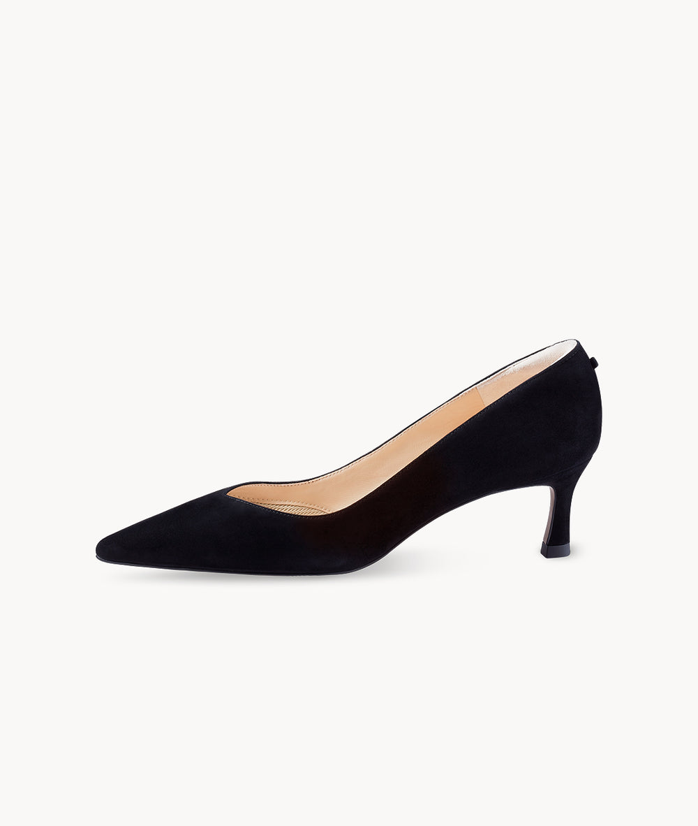 Patented Air-touch Foam Pumps | Suede Dark Tea Pump with Kitten Heel ...