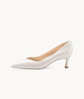 white Pointed-toe air-touch foam pumps with 5cm Kitten Heel