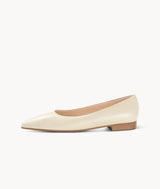 White close toed pointed toe flats