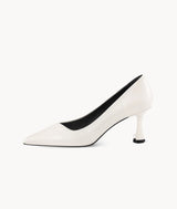 Mist black label series creamy white Luxury pump with 70mm Spool Heel