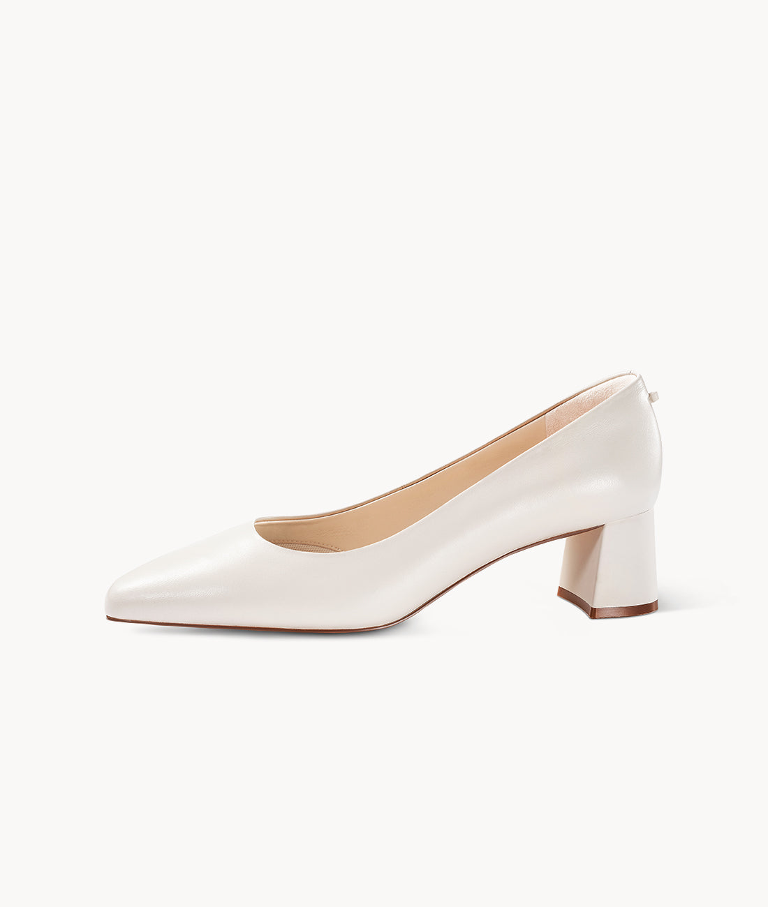 White round-toe heels