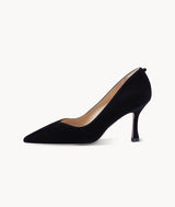 Black close toed point toe heels