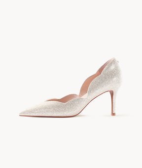Silver Glitter close toed pointed toe heels