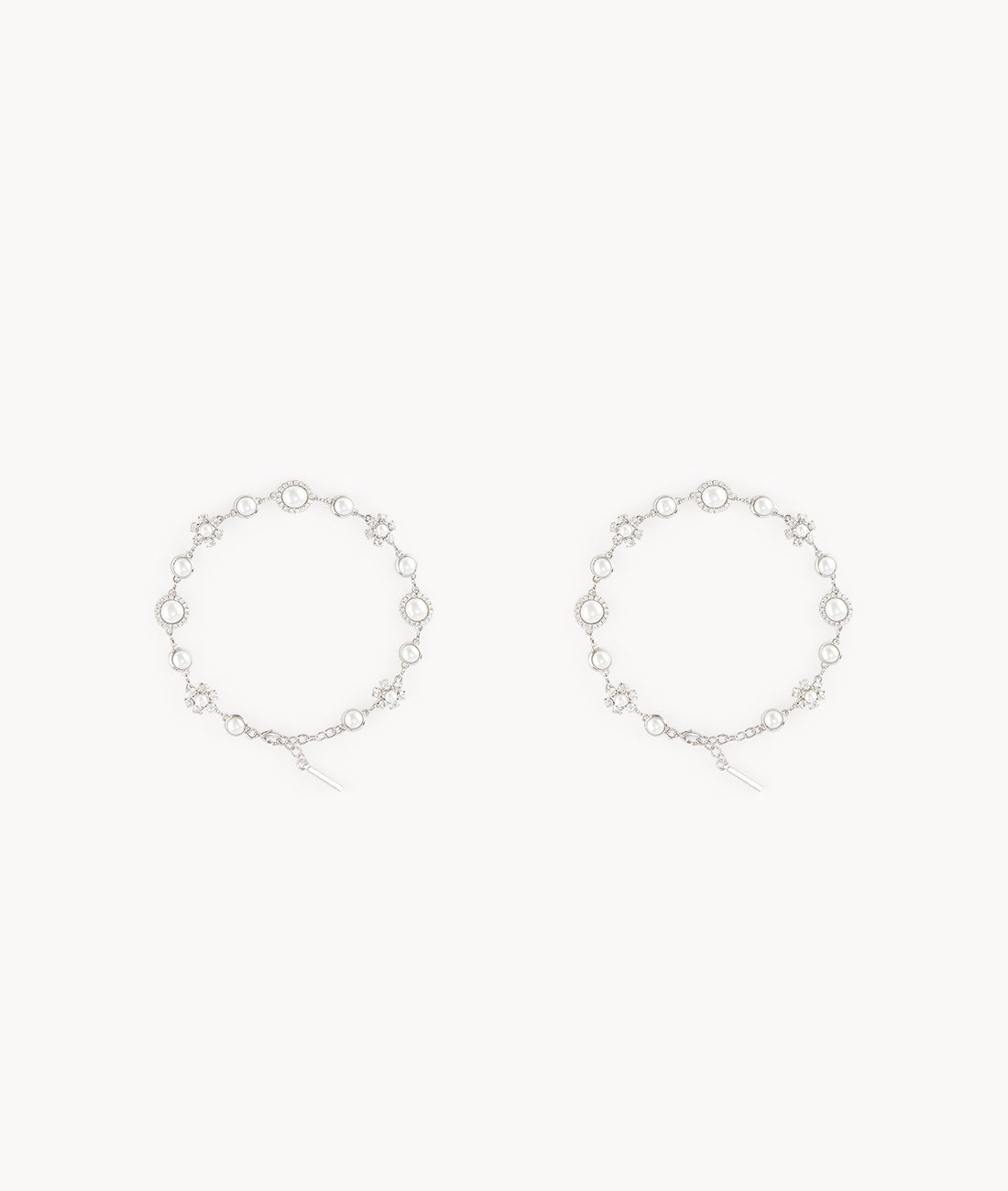 Silver Square Beaded Instep Ankle Chain
