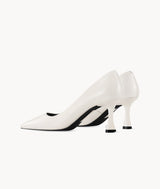 Mist black label series creamy white Luxury pump with 70mm Spool Heel