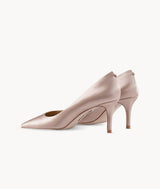 Pink close toed square toe heels