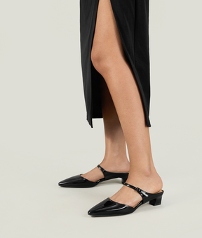 7or9 Cymbidium Sinense 4.0 Comfort Air-touch Foam Suede Upper Black Slingbacks for Women with 35mm/1.38" Kitten Heels 