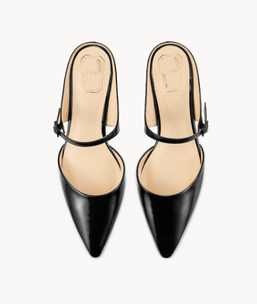 7or9 Cymbidium Sinense 4.0 Comfort Air-touch Foam Suede Upper Black Slingbacks for Women with 35mm/1.38" Kitten Heels 