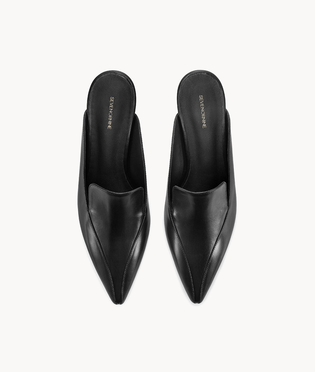 7or9 Black Label Series  High-end Comfortable Black Calfskin  Leather Heels for Women 35 mm/1.38" Kitten Heels - New Moon 4.0