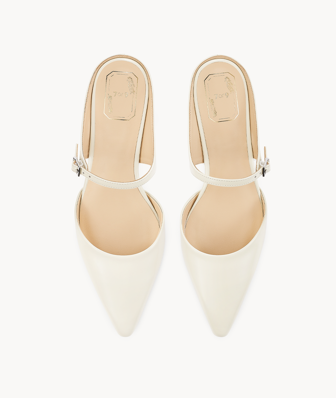 7or9 White Champaca 4.0 Comfort Air-touch Foam Lambskin Upper Slingbacks for Women with 35mm/1.38" Kitten Heels