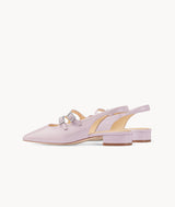 Bauhinia Mary Jane-Square-toe pink Slingback Flat with 25mm heel