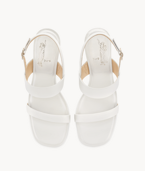 7or9 White Cardamom 2.0 Comfort Sofa Series Lambskin Upper White Sandals for Women with 70mm/2.75" Kitten Heel