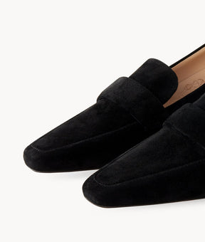 Black close toed square toe loafers
