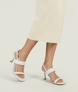 7or9 White Cardamom 2.0 Comfort Sofa Series Lambskin Upper White Sandals for Women with 70mm/2.75