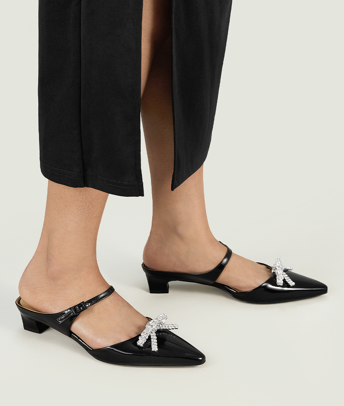 7or9 Cymbidium Sinense 4.0 Comfort Air-touch Foam Suede Upper Black Slingbacks for Women with 35mm/1.38" Kitten Heels 