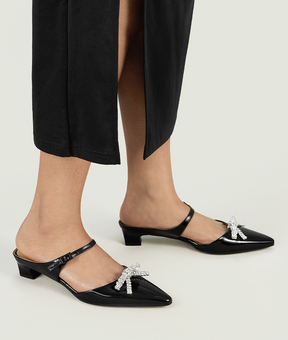 7or9 Cymbidium Sinense 4.0 Comfort Air-touch Foam Suede Upper Black Slingbacks for Women with 35mm/1.38" Kitten Heels 