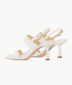 7or9 White Cardamom 2.0 Comfort Sofa Series Lambskin Upper White Sandals for Women with 70mm/2.75" Kitten Heel