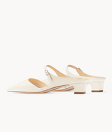 7or9 White Champaca 4.0 Comfort Air-touch Foam Lambskin Upper Slingbacks for Women with 35mm/1.38